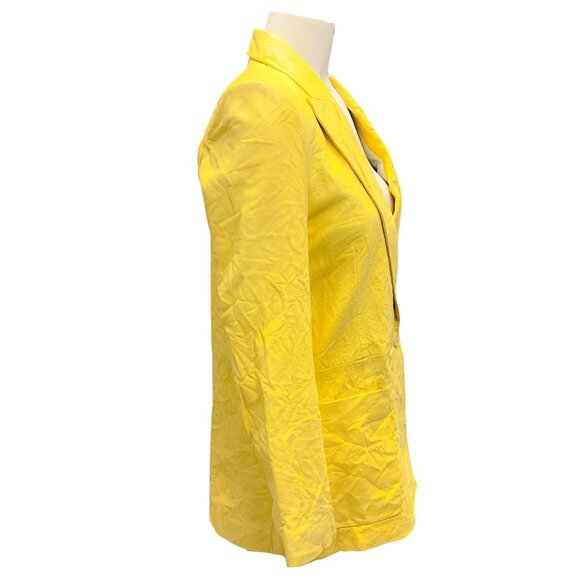 Zadig & Voltaire Light Yellow Visko Crinkled Leather Blazer - Picture 2 of 5